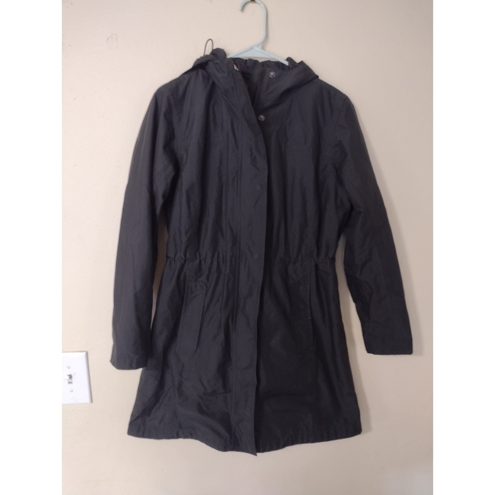 LL Bean H2OFF Rain Jacket‎ Black Hooded Cinched Waist Parka XS Petite